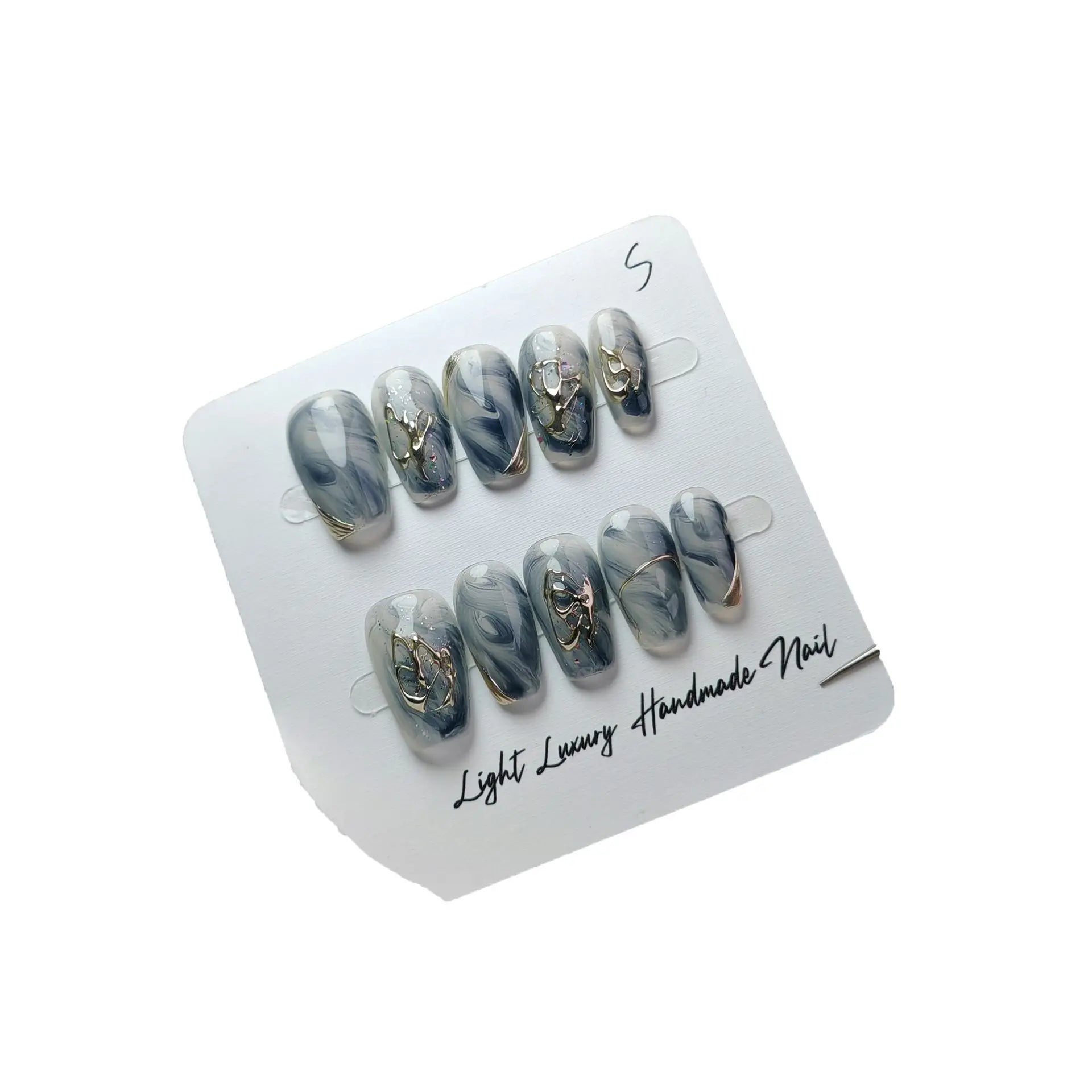 10pcs Design Small Medium Large Shinny Short Coffin Natural Artificial Fingernails Handmade False Acrylic Custom Press on Nails