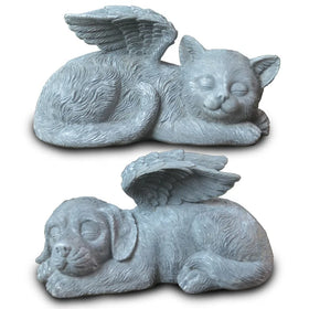 Eco-Friendly Resin Craft Ornament Grey Angel Dog Cat Statue Pet Memorial Tombstone Animal Sculpture