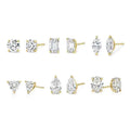 Daidan 14K Gold Earrings Stud Plated Cz Minimalist Hypoallergenic Geometric 925 Sterling Silver Earrings