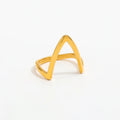 Joolim Jewelry Wholesale 18K Gold Plated Irregular Corner Lines Stainless Steel Rings for Women Rings