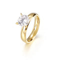 New Rings Jewelry Stainless Steel 4 Prongs 4mm Luxury Gold Plated Zircon Women Diamond Engagement Wedding Ring