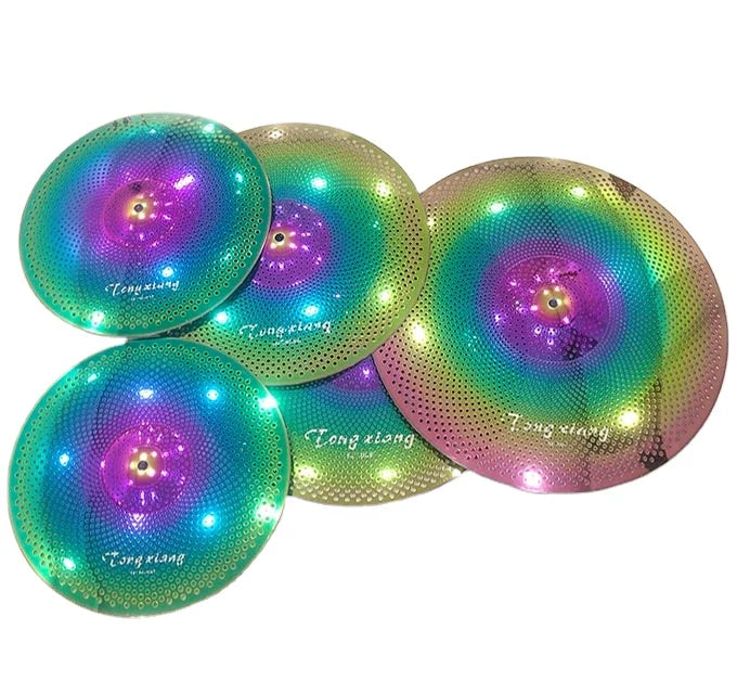 Low Volume Alloy Mute Cymbals in Rainbow Color for Drum Set-Drum Accessories