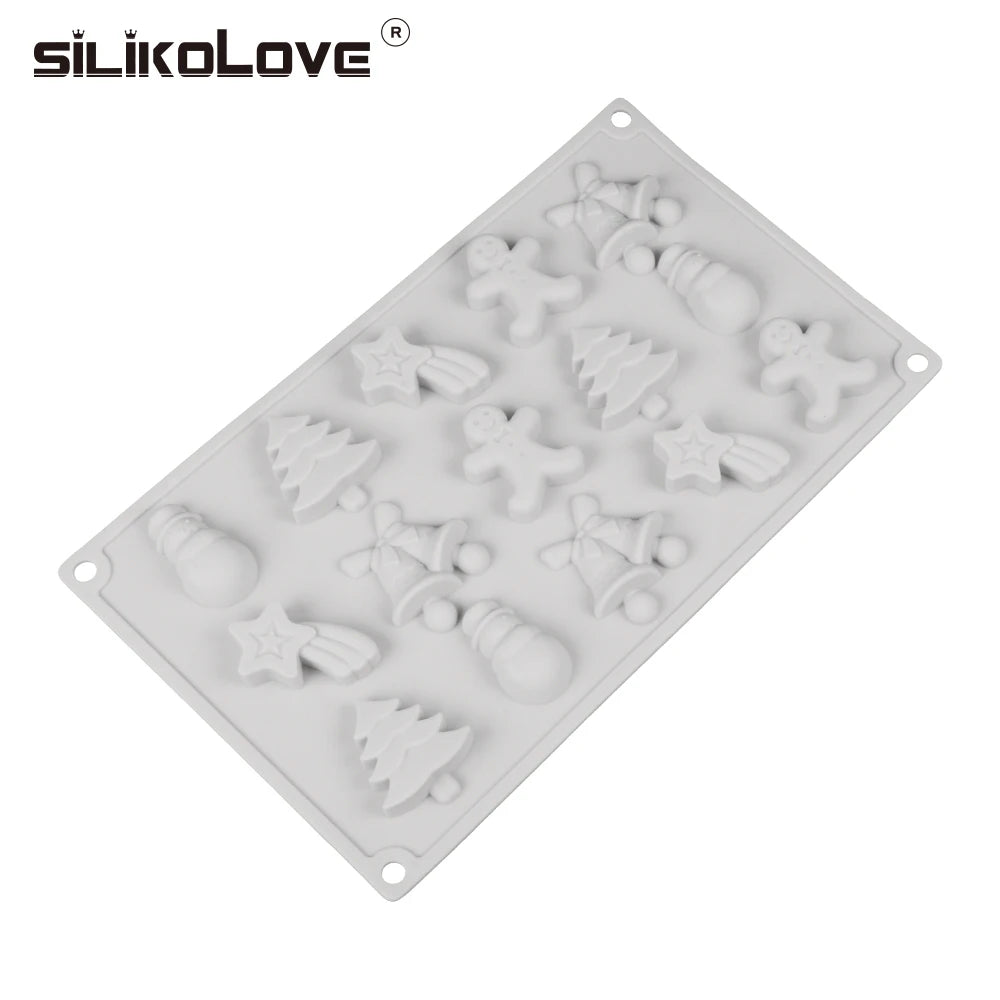 15 Cavity Christmas Style Chocolate Mold Biscuit Fudge DIY Baking Cake Decoration Tool Christmas Decoration Silicone Mold