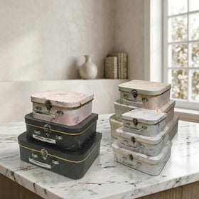 High Quality Marble Pattern Rectangular Suitcase Box Gift Set 3 Pcs with Handle for Baby Matt Lamination Printing