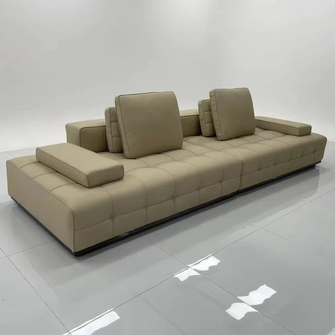 Italian Luxury Sectional Big Faux Leather Sofa Couch Deep Wide Comfortable 3 Seater Sofa Set Furniture MegaBDM