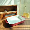 Cross-border Ceramic Binaural Baking Pan Cheese Baked Rice Dry Pot Household Microwave Oven Utensils Rectangular Sustainable