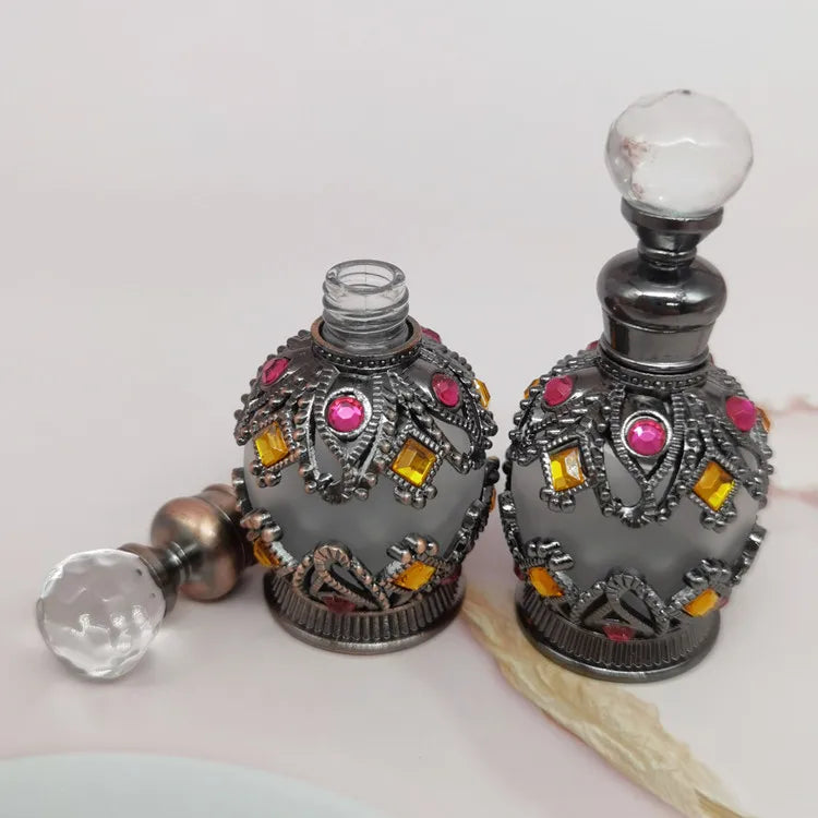 15ml Black Gold Rose Gold Bronze-colored Refillable Fancy Attar Round Arabian Egypt Perfume Fragrance Glass Oil Perfume Bottles