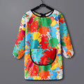 Women's Cotton Waterproof Long-Sleeved Dressing Bib Kindergarten Art Drawing Reverse Apron Kit for Baby Eating Cleaning Washable