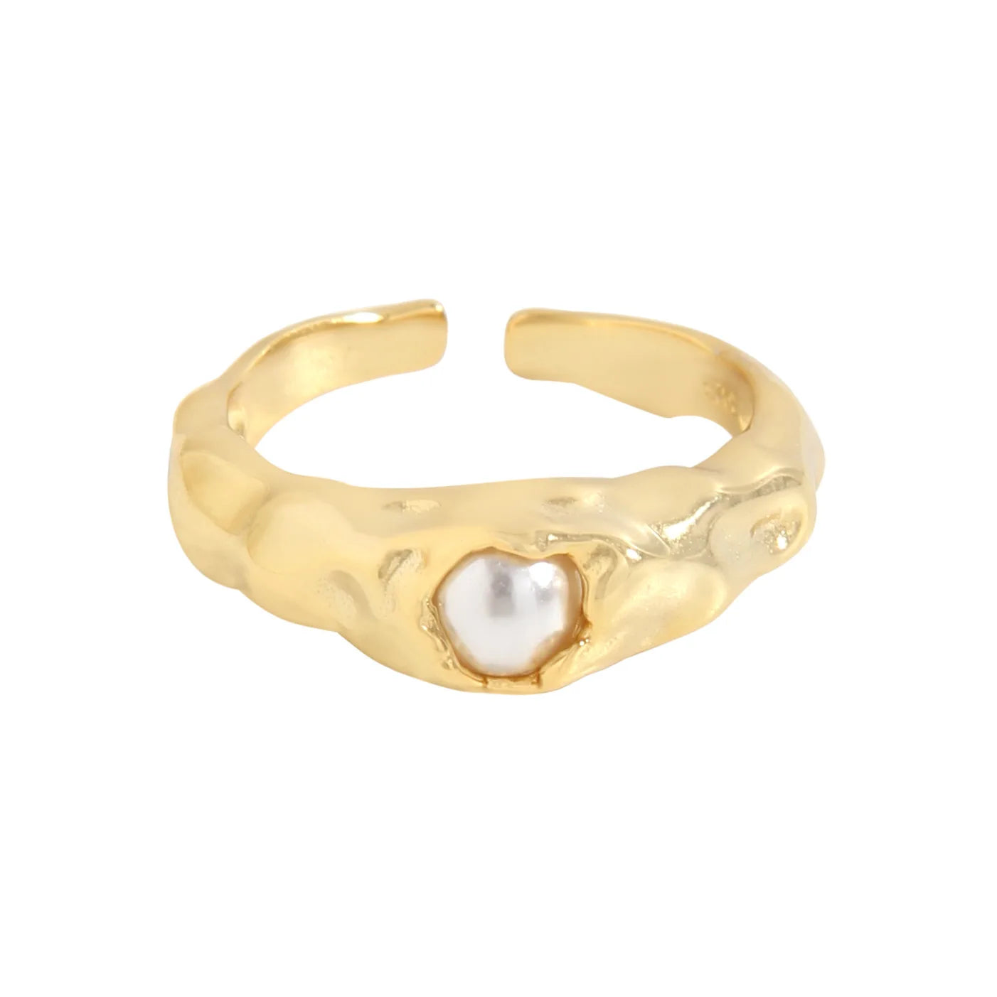925 Sterling Silver Irregular Sminimalist Pearl Rings 18k Glod Plated Ring Open Ring for Women
