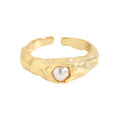 925 Sterling Silver Irregular Sminimalist Pearl Rings 18k Glod Plated Ring Open Ring for Women