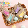 Easter Party Favors Burlap Drawstring Bags Candy Goody Gift Bags With Bunny Tail