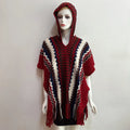 Vintage Style Fall Winter Fringe Hooded Cloak Loose Women Knit Stripe with Tassel for Autumn Shawls 2025