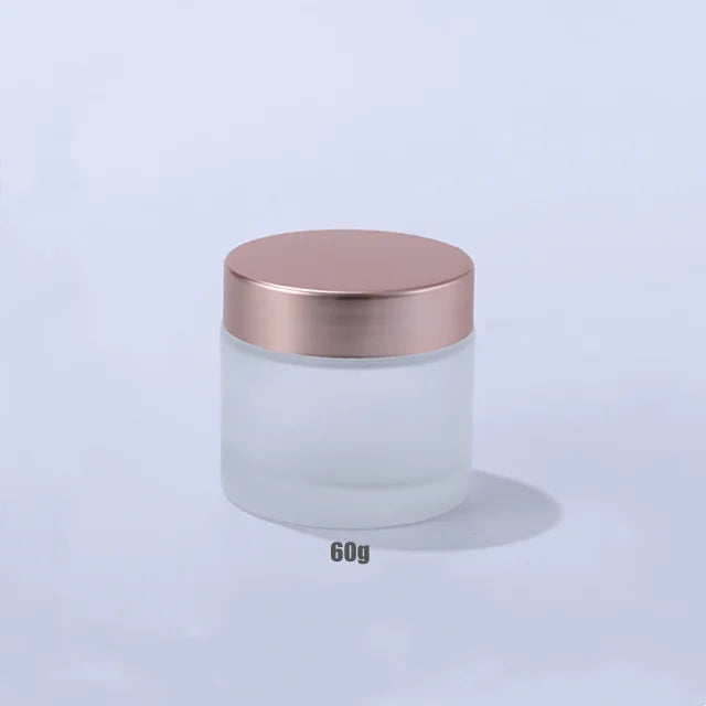 Wholesale Facial Care Cosmetic Packaging 60g 60ml Empty Matte Frosted Rose Gold Glass Cream Jar