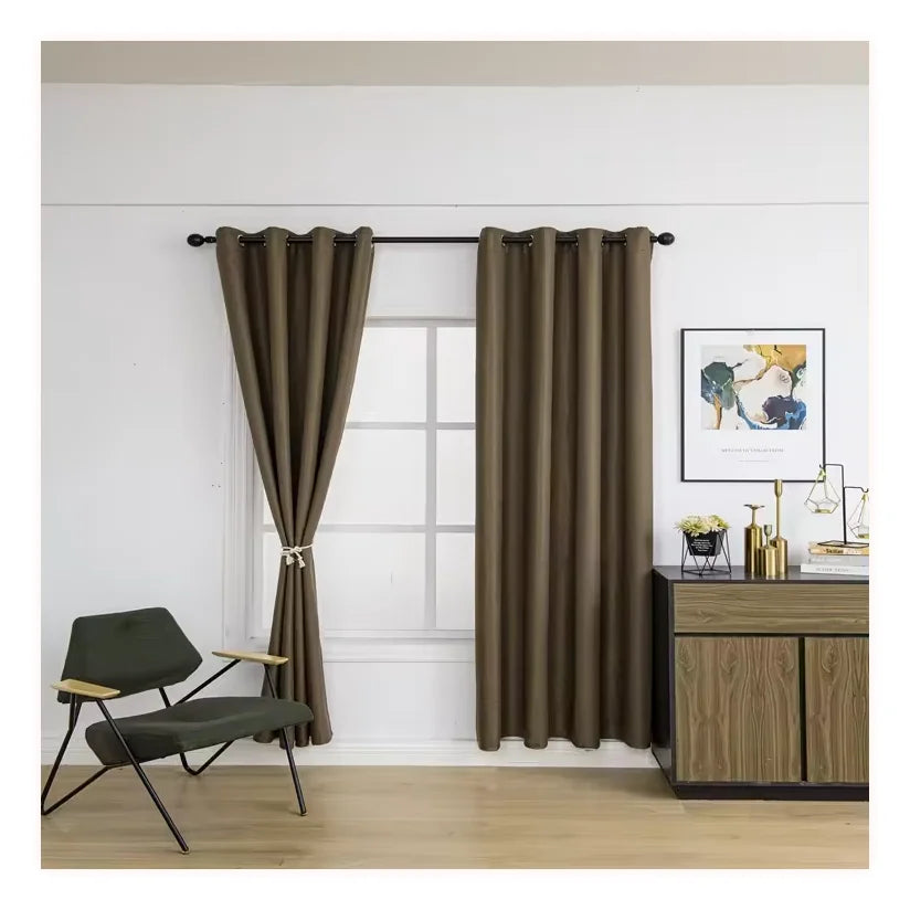 Modern Style Heavy Jacquard Window Curtain with High Shading Stripe Blackout Ready Made for Living Bedroom Factory Cheap Grommet