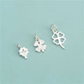 Simple 925 Sterling Silver Four Leaf Clover Charm Pendant for Jewelry Making Supplies