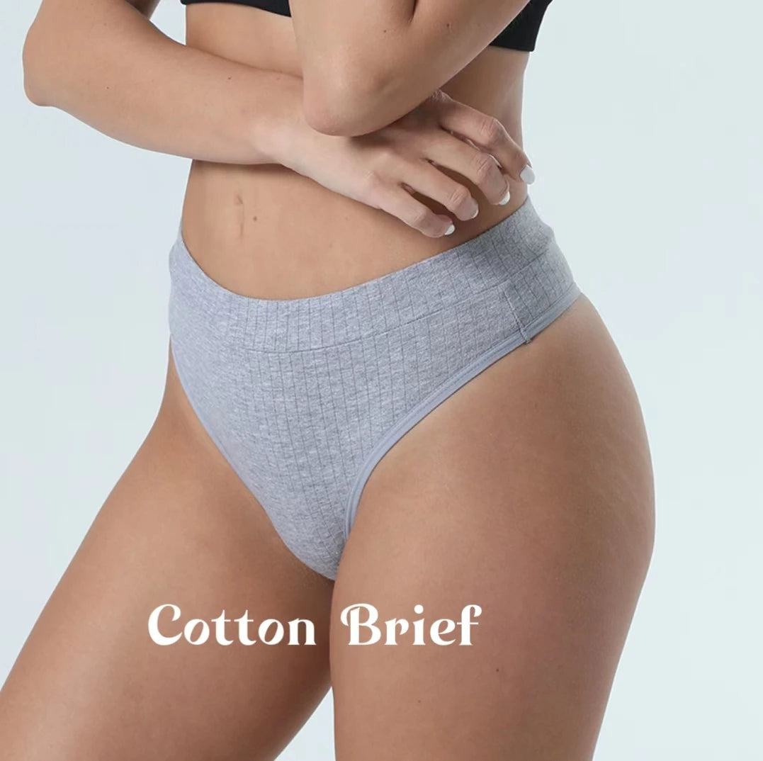 Women Low-Waist Seamless Underwear Vertical Stripe Cotton Panty Breathable Panties Skin Friendly T-back Lingerie Simple Elegant
