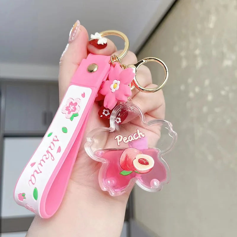 Acrylics Quicksand Keychains Pendant Milktea Cup Cute Floating Liquid Key Chain