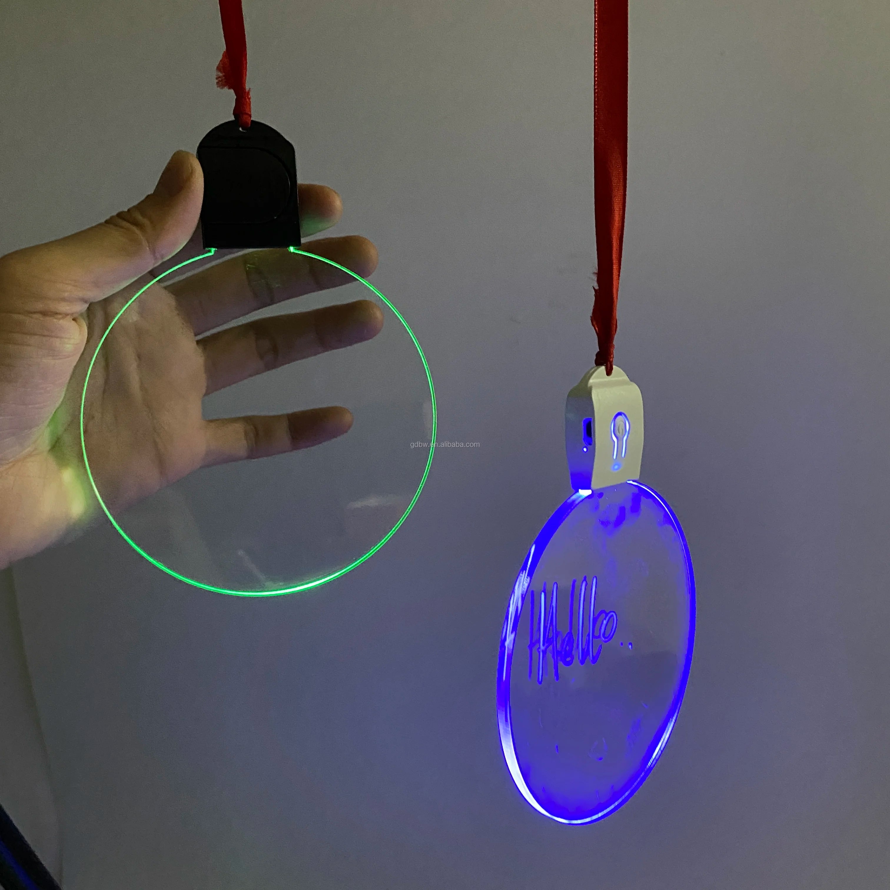 Acrylic Glowing Christmas Tree Hanging Decoration Colorful Glitter Custom Christmas Ornaments