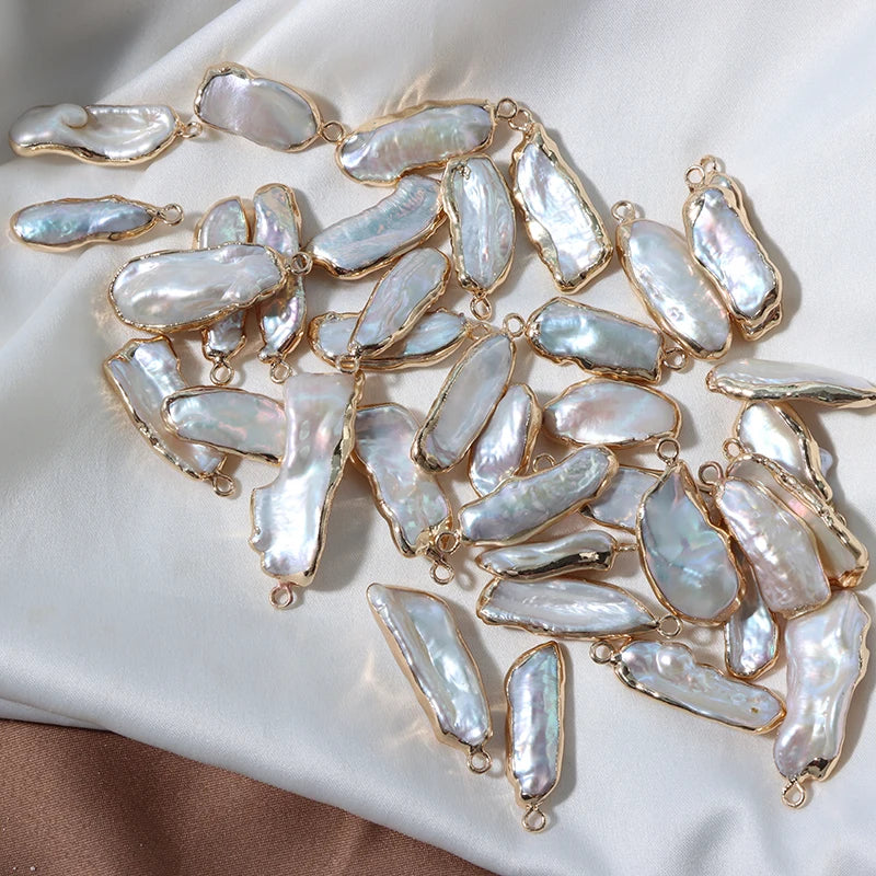 Natural Freshwater Pearl Pipa Beads Baroque Gilt Loose Beads Earrings Pendant Jewelry Accessories