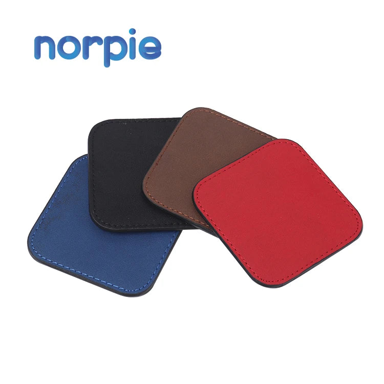 Drink Cup Mat Coaster  PU Leather Coaster Laser Blank square Leather Coasters