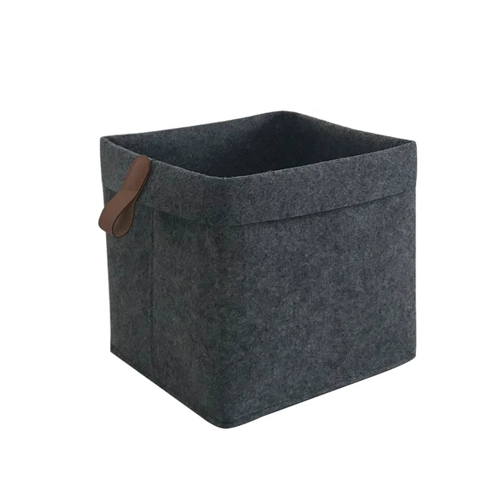 Fabric Cloth Storage Bin Organizer Basket Felt Storage Basket with Handle  for Cloth Toys Folding Storage Cube Bin