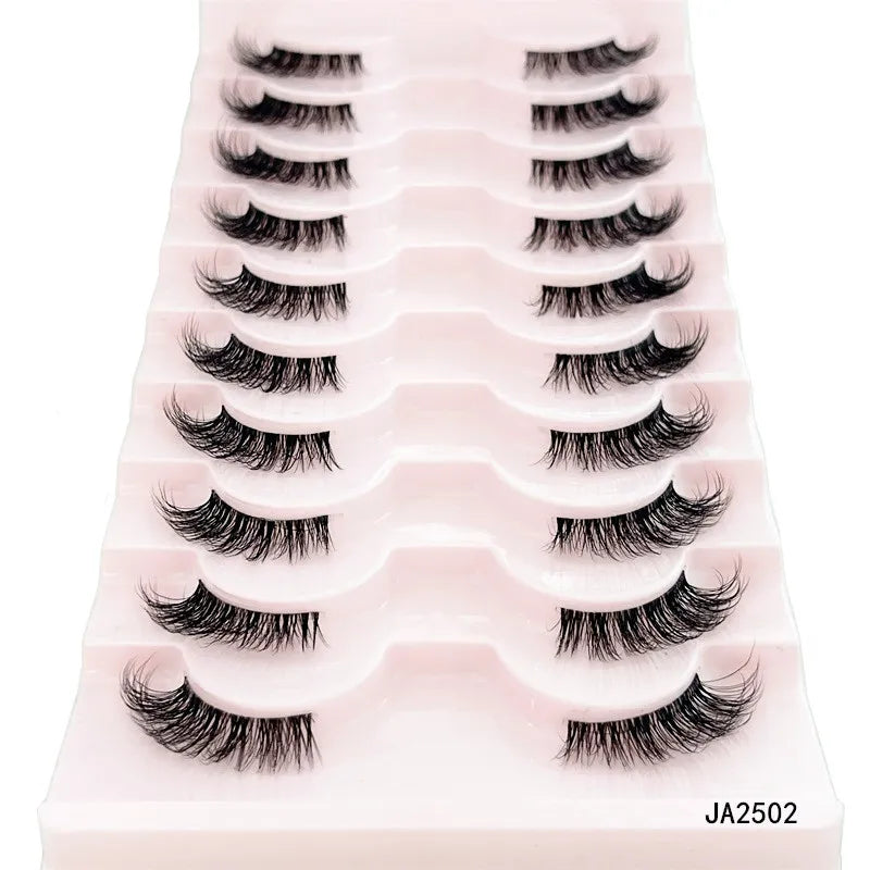 Half Lashes 10pairs EyeLashes False Mink Eyelashes Cat Eye Crisscross Transparent Band False Eyelashes Natural False Lashes