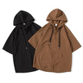 RNSHANGER Summer New Hooded Short-sleeved T-shirt Men's Loose Casual Ice Silk Cool Shirt for Men Streetwear Hip Hop T Shirts