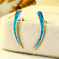 Net Red Personality Gift Women's Jewelry 925 Sterling Silver Opal Custom Stud Earrings Rhodium Plated Trendy Wedding