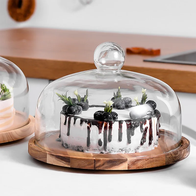 Drop Shipping Nordic Wooden Cake Plate Dessert Bread Plate Pastry Dessert Table Display Tray Pizza Cake Plate with Lid