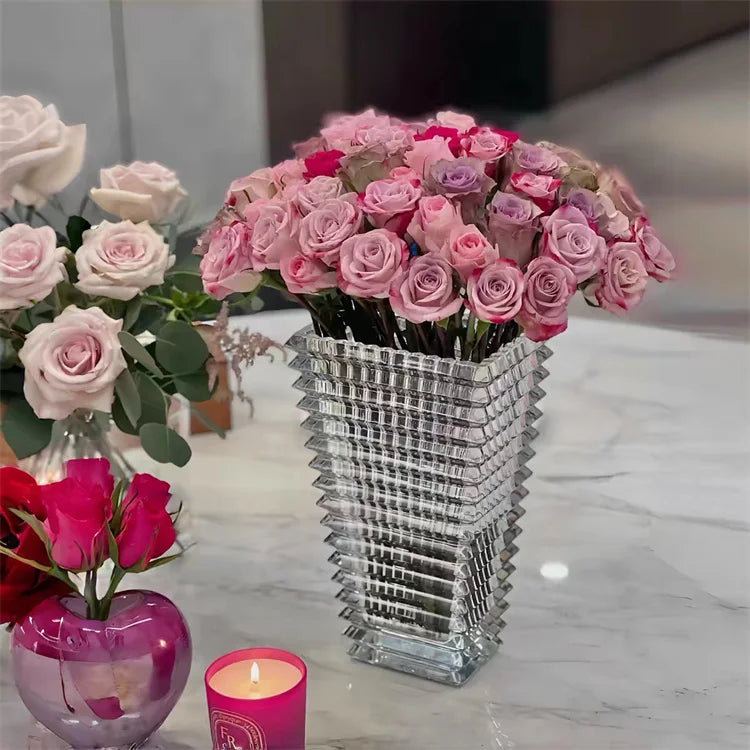France Luxury Crystal Bottle Modern Dry Flower Tabletop Ornament Home Decorative Utensils Terrarium Vases Decor