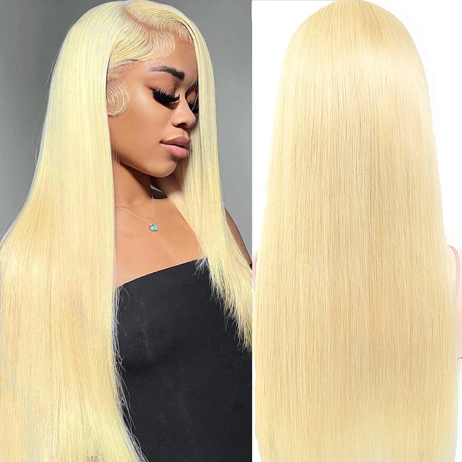 Wholesale Cheap Human Hair Wigs for Black Women Transparent Glueless Full HD Lace Frontal Bone Straight 613 Human Hair Wig