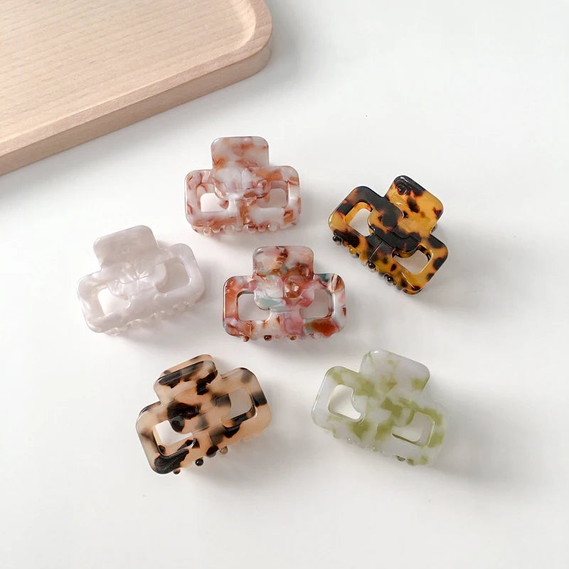 DOWELL  New Korean Geometric Hollow Hair Accessories Acetate Mini Hair Claw Clips