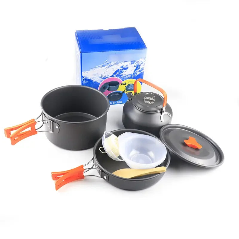 Camping Cookware Mess Sets Portable Pot Pan Folding Camping Cooking Set for Backpacking Outdoor Hiking Picnic