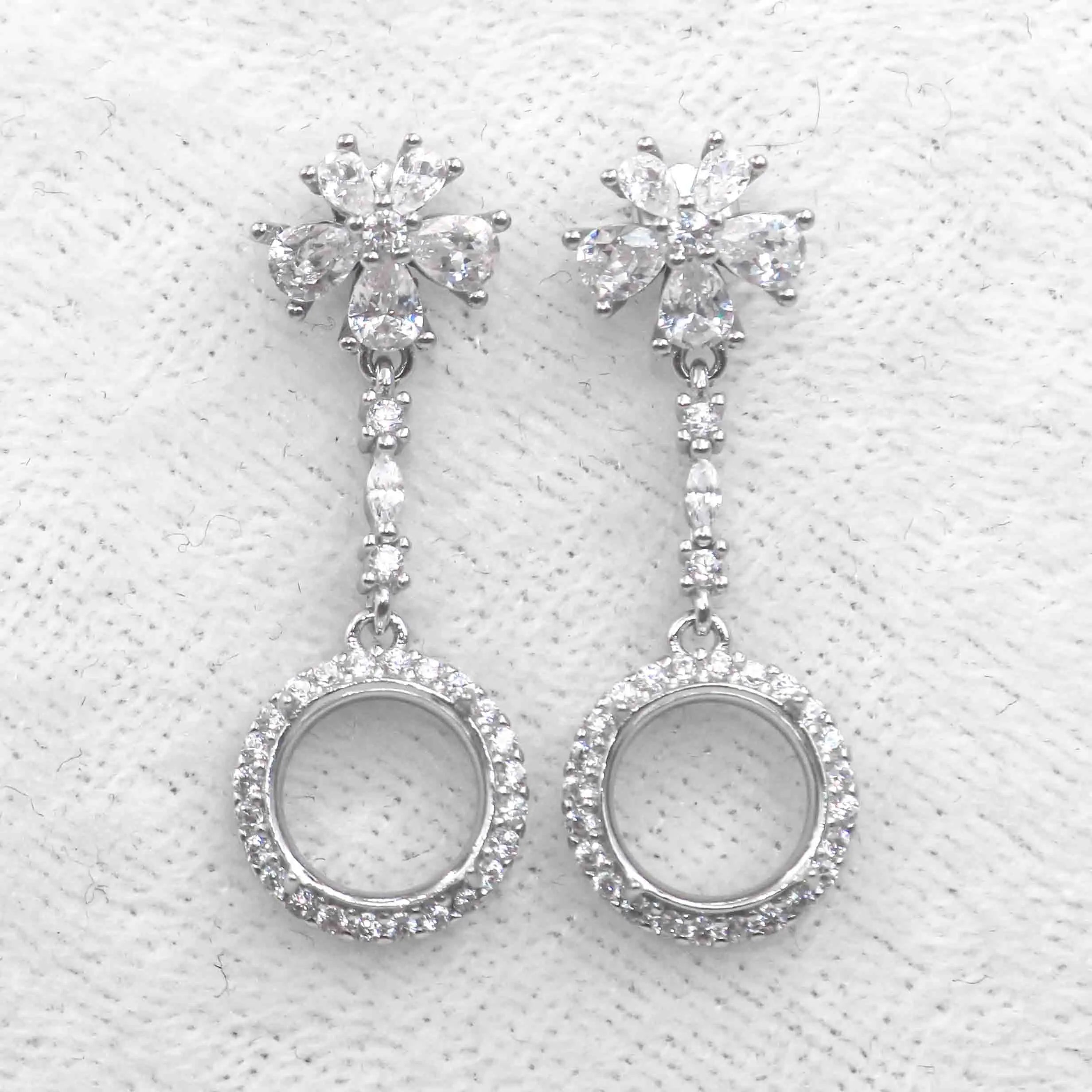 Sterling Silver 8mm/9mm/10mm Semi Mount Stud Eardrops Empty Support Blank Setting S925 Base Without Center Stone for DIY Inlay