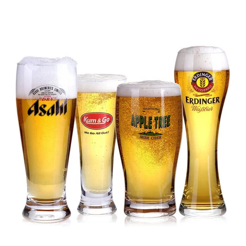 Custom logo German Beer Cup Steins Mugs Soda-lime Glass Pilsner Beer Glass Fancy Yard Beer Mug
