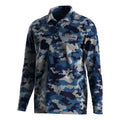 Blue Camo Durable Moisture Wicking Golf Shirts Fishing Shirt Performance Quick-Dry Polo Shirts Long Sleeve