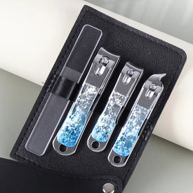 4pcs YJ Brand High Carbon Steel Multi Color Large/Small Flat Clippers Finger Toenail Nail Clipper Cutter Set Leather Case