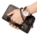 For WILLIAMPOLO Men's Genuine Cow Leather Clutch Wallet with RFID Zipper Closure Business Handbag Purse Coded Lock Mens Wallet