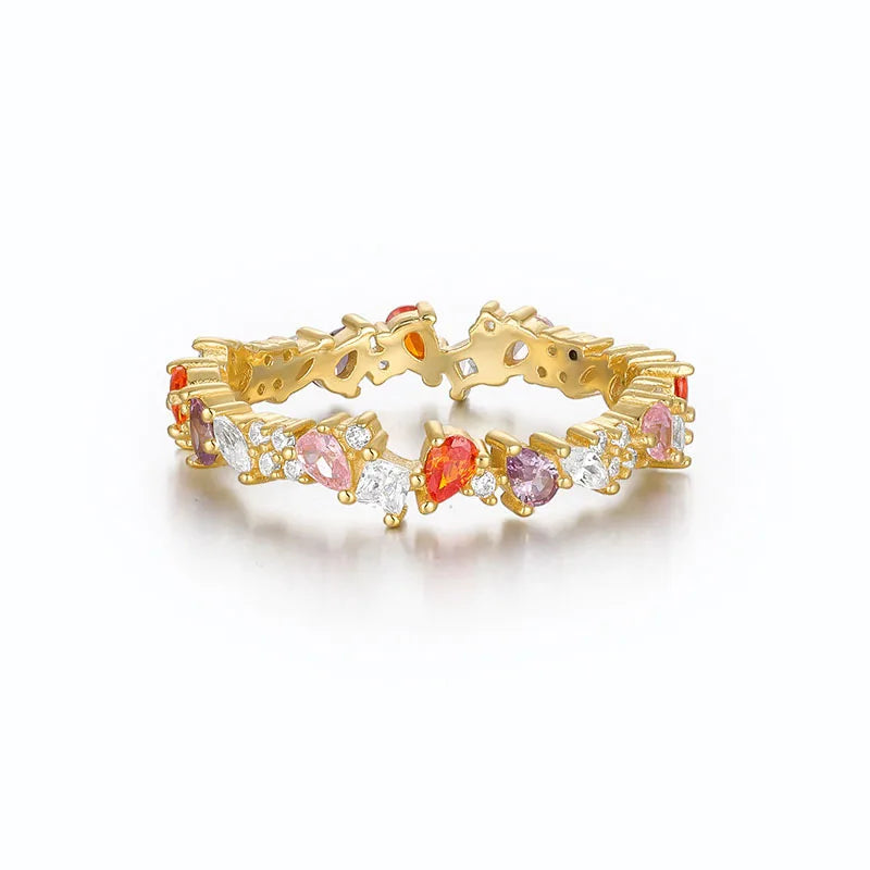 Fashion Jewelry Colour Zircon Ring 925 Sterling Silver Colour 5A CZ Jewellery Gold Plated Rings for Woman