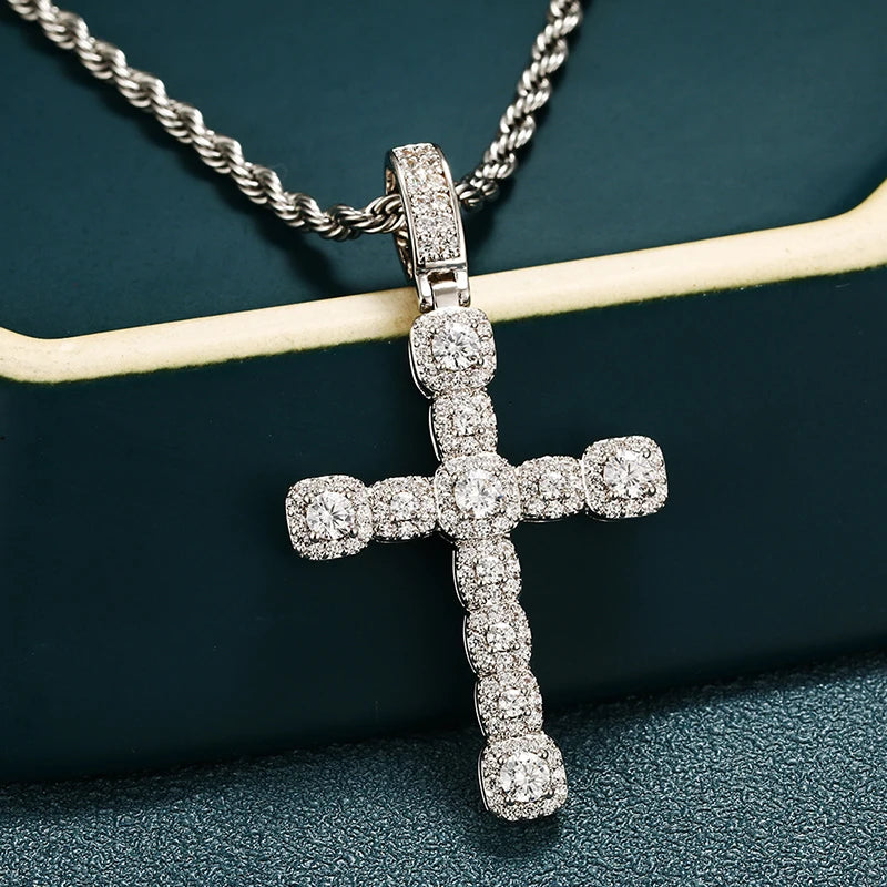 Fashion Gold Plated Brass Prong Setting AAAAA CZ Diamond Iced Out Cross Pendant Hip Hop Jewelry for Men Women