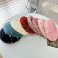 Women Winter Warm Thick Beret Hat Female Solid Color Caps Gorras Boinas Para Mujer Flat Cap Wholesale Beret With Rhinestone