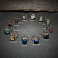 Stone Crystal Rings Bronzed Plated Adjustable Irregular Healing Raw Stones Vintage Joint Birthstone Rings Hiphop Jewelry
