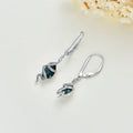 Fine Women Jewelry 925 Sterling Silver Pear Shaped Crystal Snake Dangle Drop Earrings