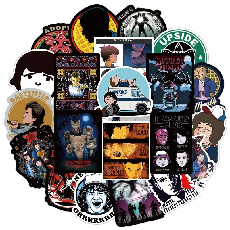 100Pcs Stranger Thing Graffiti Sticker Creative Cartoon Paper Decal for Notebook Laptop Luggage Water Bottle Stickers