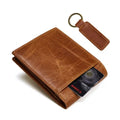 BEARKY Unisex Genuine Slim Leather Wallet Money Pocket Card Holder Vintage Style Office Business Long Open Closure Waterproof