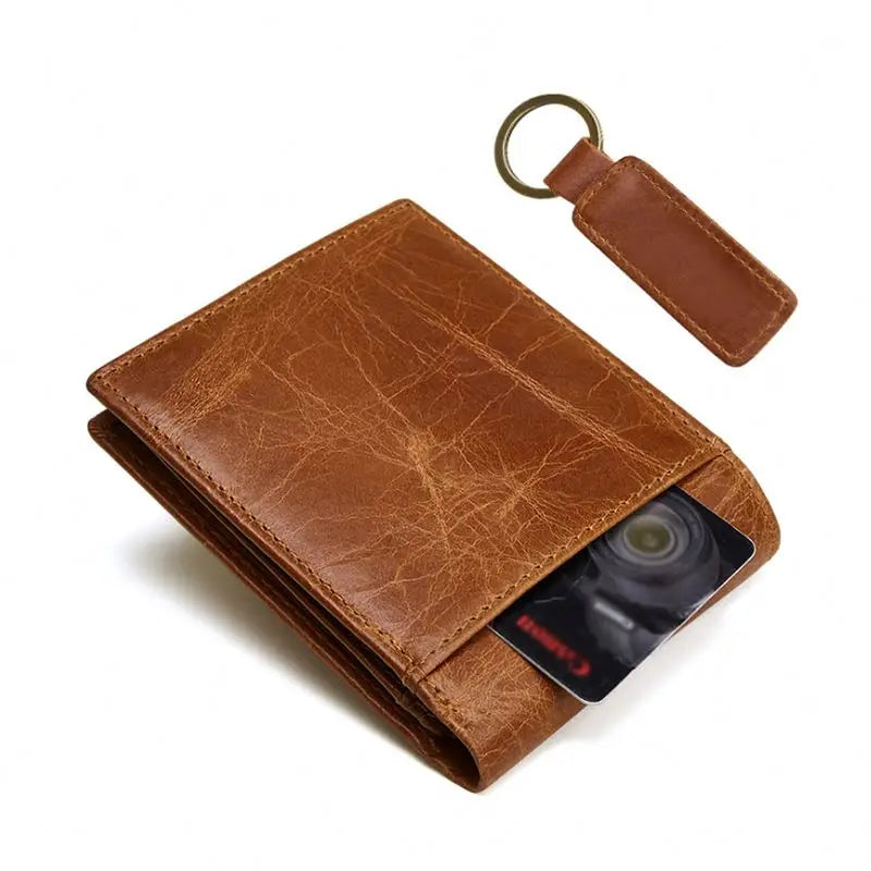 BEARKY Unisex Genuine Slim Leather Wallet Money Pocket Card Holder Vintage Style Office Business Long Open Closure Waterproof
