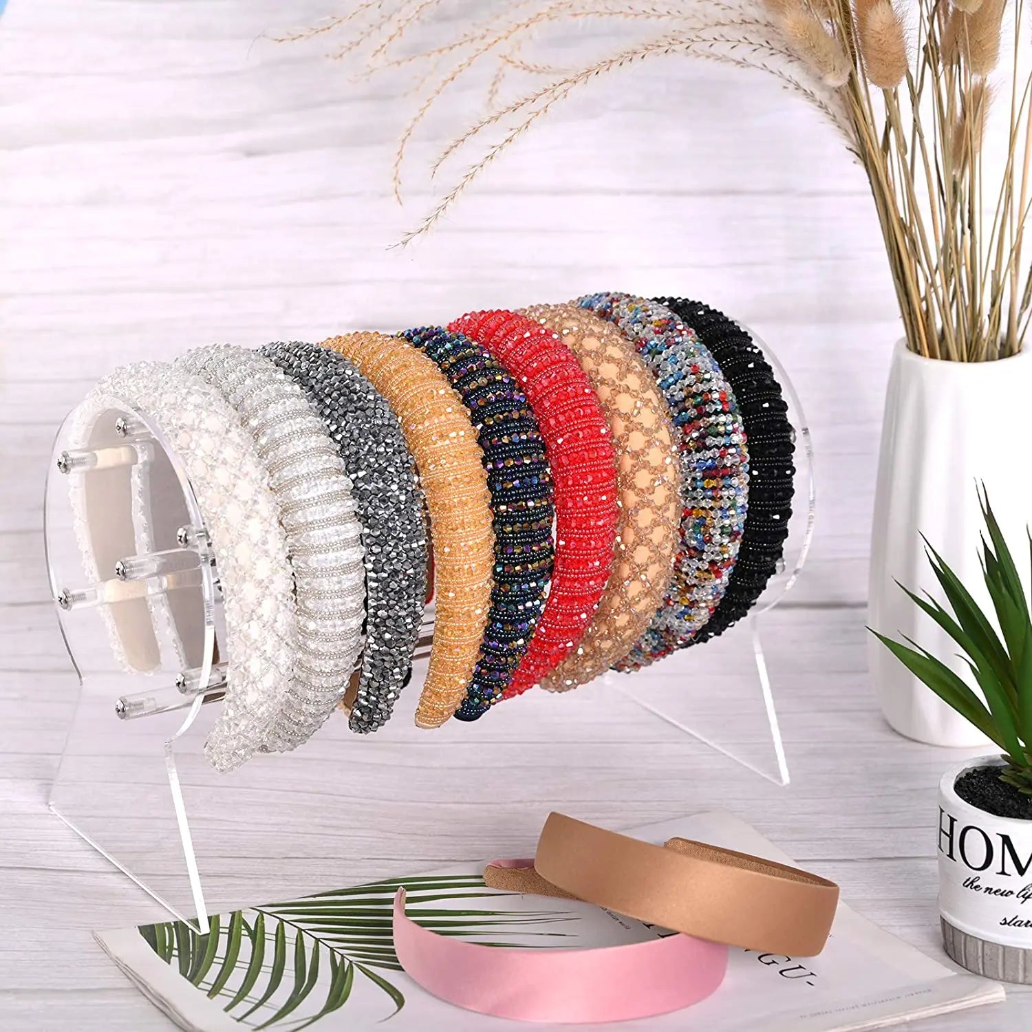 Modern Acrylic Foldable Hair Band Storage Rack Headband Display Stand