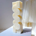 Modern Stripped Sculpture Room Decorative Gift Aesthetic Wave Tall Wax Silicone Mold Ribbed S Shape Pillar Candle Mould