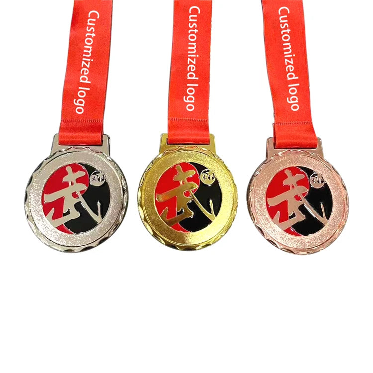 Custom Personalized Logo Stickers Taekwondo Hollow Wushu Kungfu Competition Martial Arts Medal