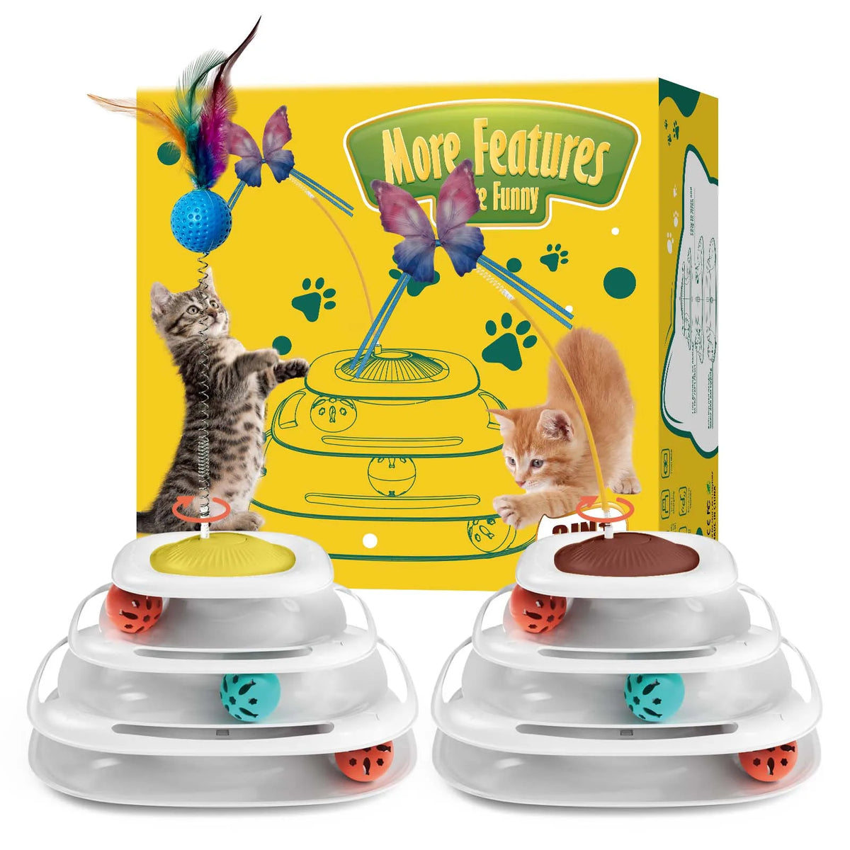 2024 Custom Cat Toy Roller Cat Toys 3 Level Towers Tracks Roller with Three Colorful Ball Interactive Kitten Fun Puzzle Toys